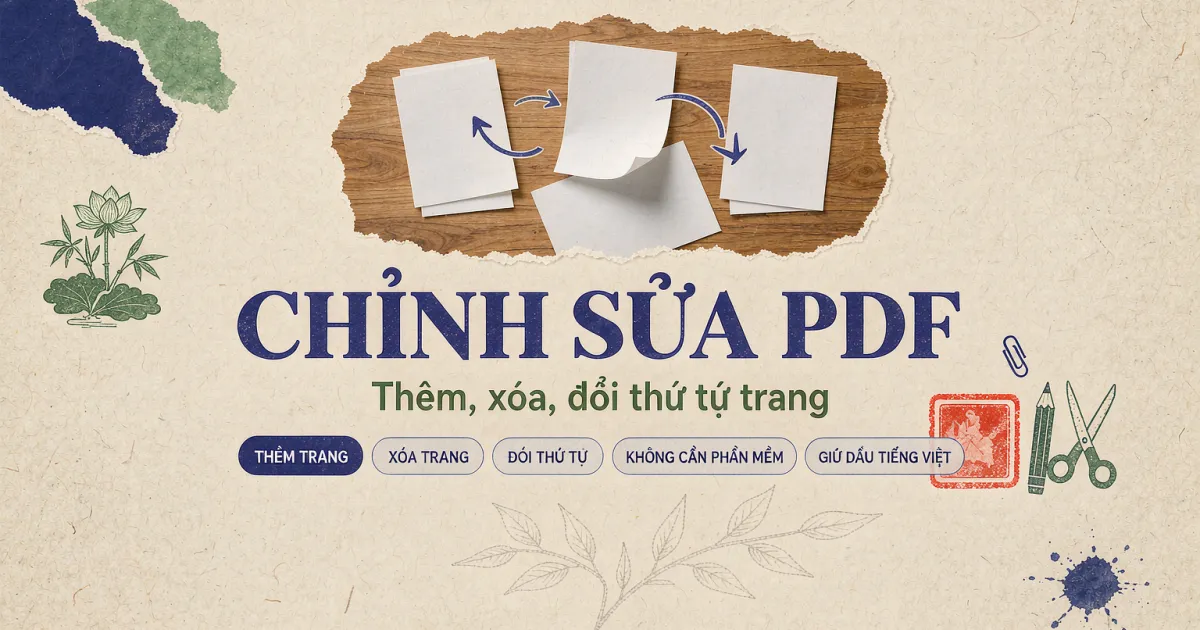 Cách chỉnh sửa PDF: thêm, xóa, đổi thứ tự trang không cần Adobe