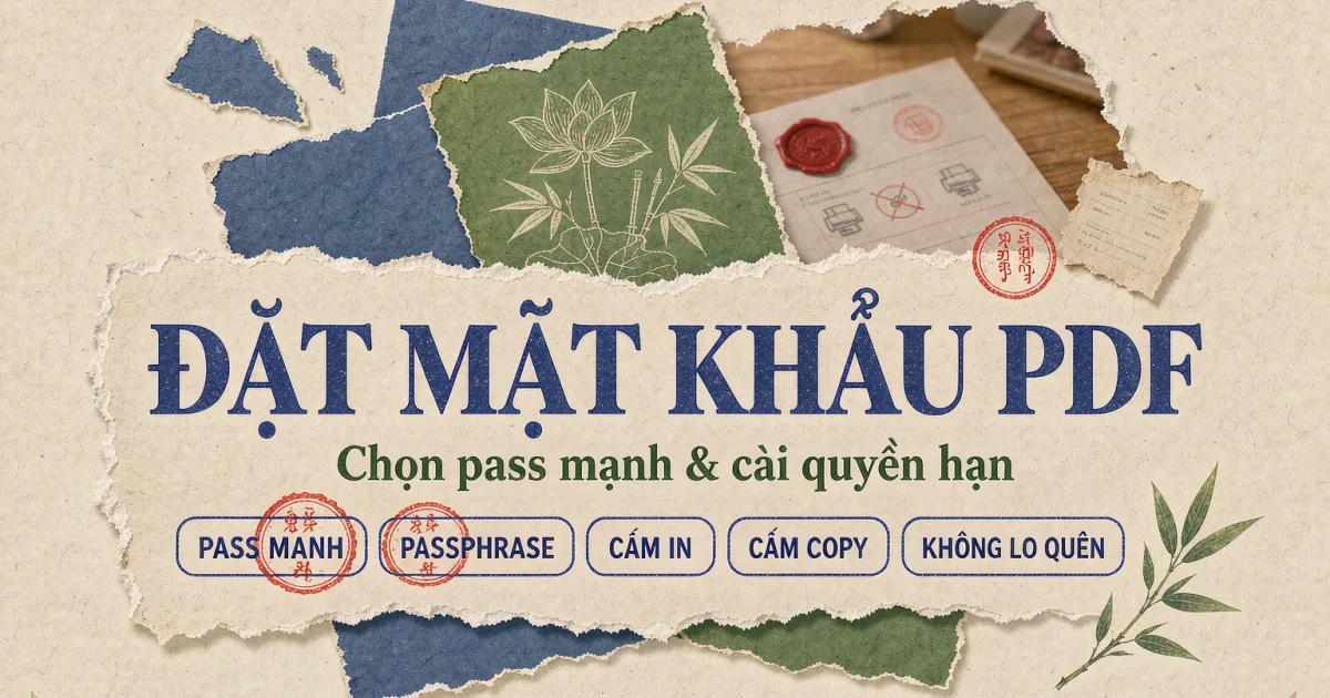 Cách đặt mật khẩu PDF an toàn, chọn pass mạnh và cài quyền hạn cấm in, cấm copy
