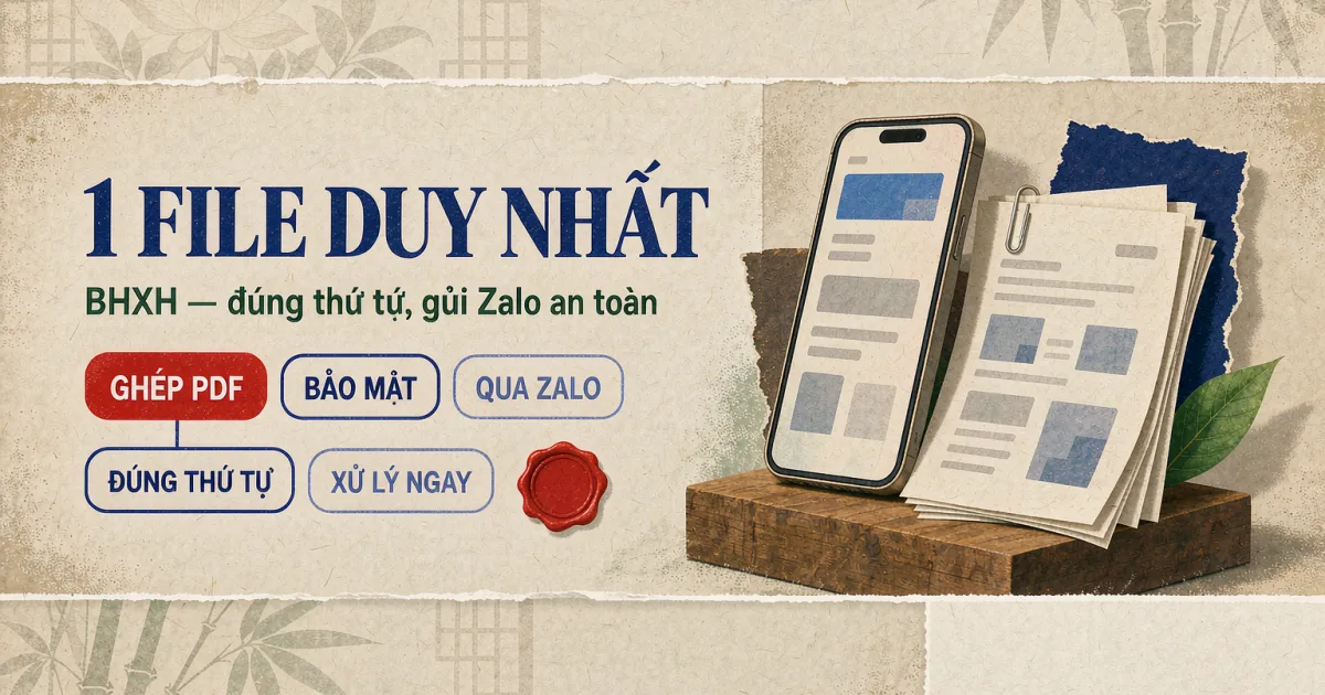 Cách ghép chứng từ đóng BHXH thành 1 file PDF — đối chiếu nhanh khi mã số BHXH đổi sang CCCD