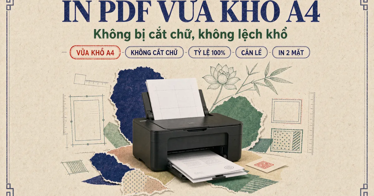 Cách in file PDF vừa khổ A4, A5 chuẩn chính xác — không bị cắt chữ