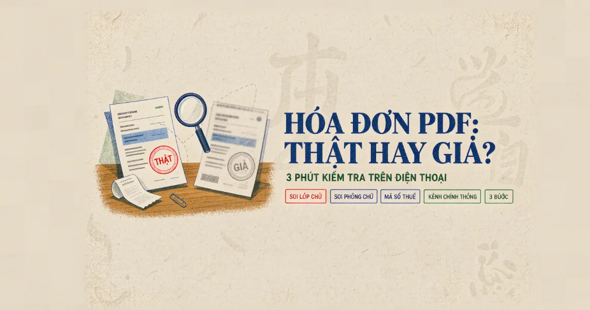 Cách kiểm tra hóa đơn điện tử PDF là thật hay giả — 3 phút tự làm trên điện thoại