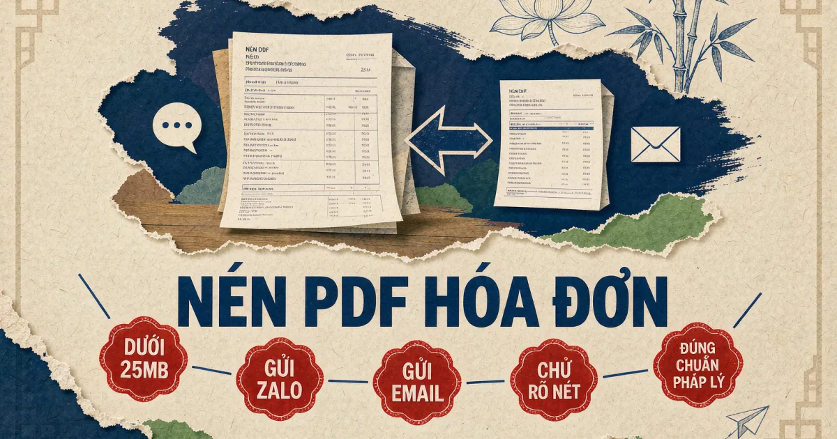 Cách nén PDF hóa đơn gửi khách qua Zalo, email — không quá 25MB, không méo chữ