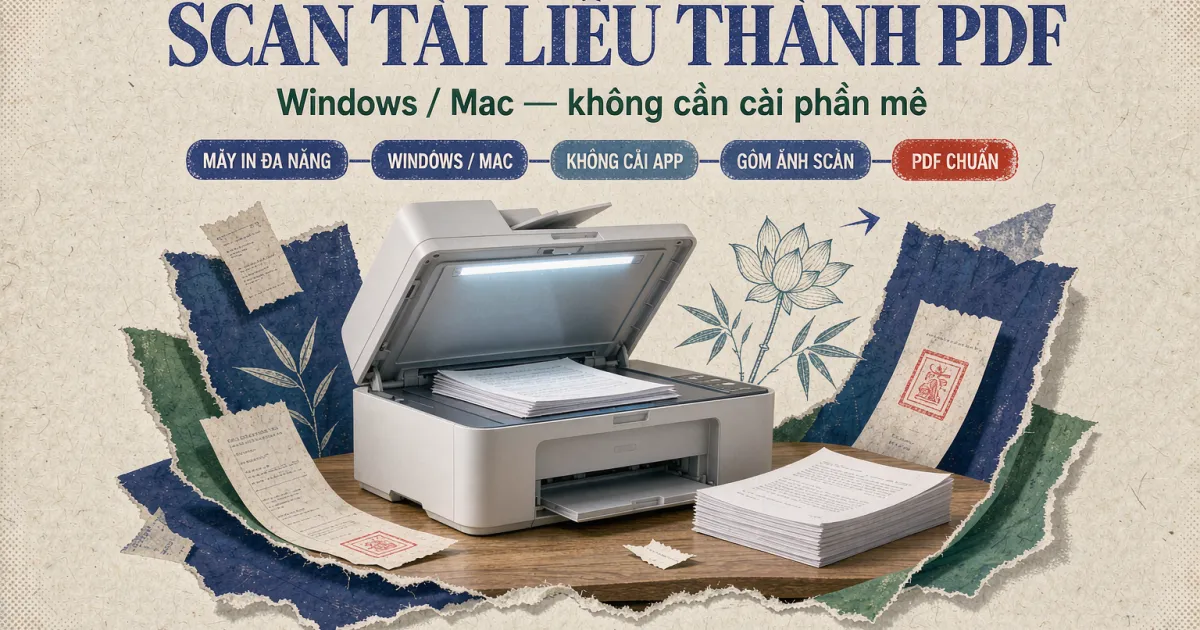 Cách scan tài liệu thành file PDF trên máy tính Windows/Mac — không cần cài phần mềm