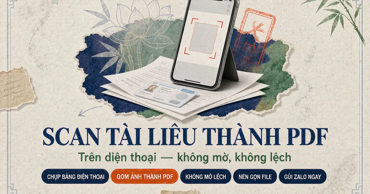 Cách scan tài liệu trên điện thoại thành file PDF chuẩn — không mờ, không lệch, gửi Zalo được ngay
