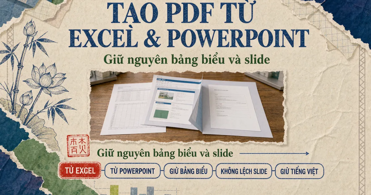 Cách tạo PDF từ Excel và PowerPoint giữ nguyên bảng biểu, slide