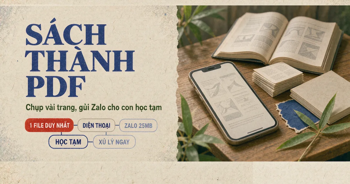 Cách chụp một vài trang sách giáo khoa thành file PDF cho con học tạm — đúng giới hạn bản quyền