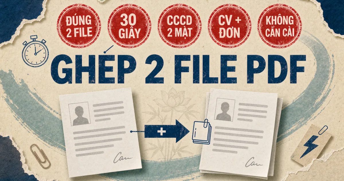 Cách ghép 2 file PDF nhanh trong 30 giây: Gộp CCCD 2 mặt, CV và đơn xin việc