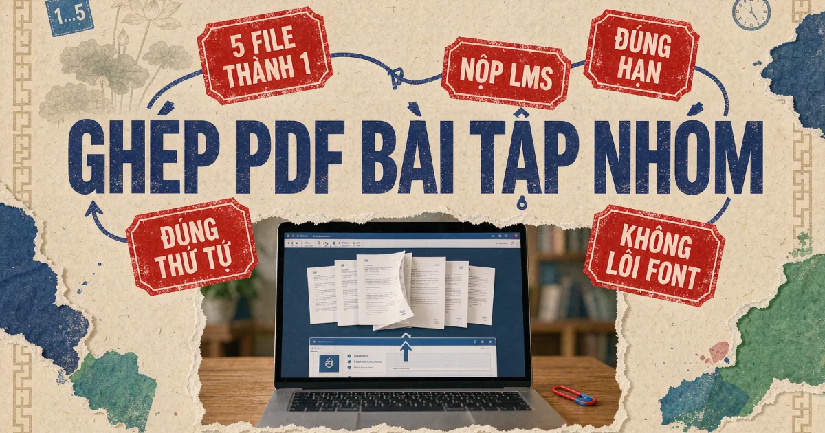 Cách ghép PDF bài tập nhóm 5 người thành 1 file nộp LMS — không lo sai thứ tự