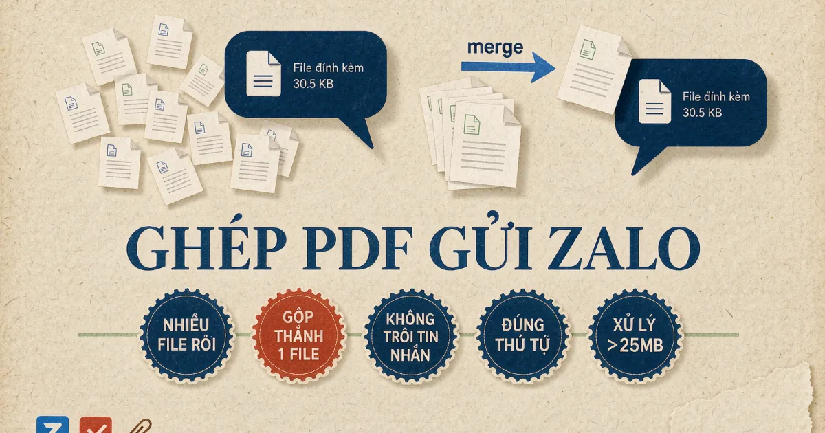 Cách ghép PDF gửi Zalo: gộp nhiều file thành 1, gọn gàng không trôi tin nhắn