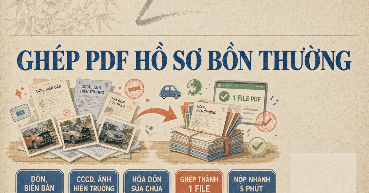 Cách ghép PDF hồ sơ bồi thường bảo hiểm xe máy, ô tô nộp nhanh trong 5 phút