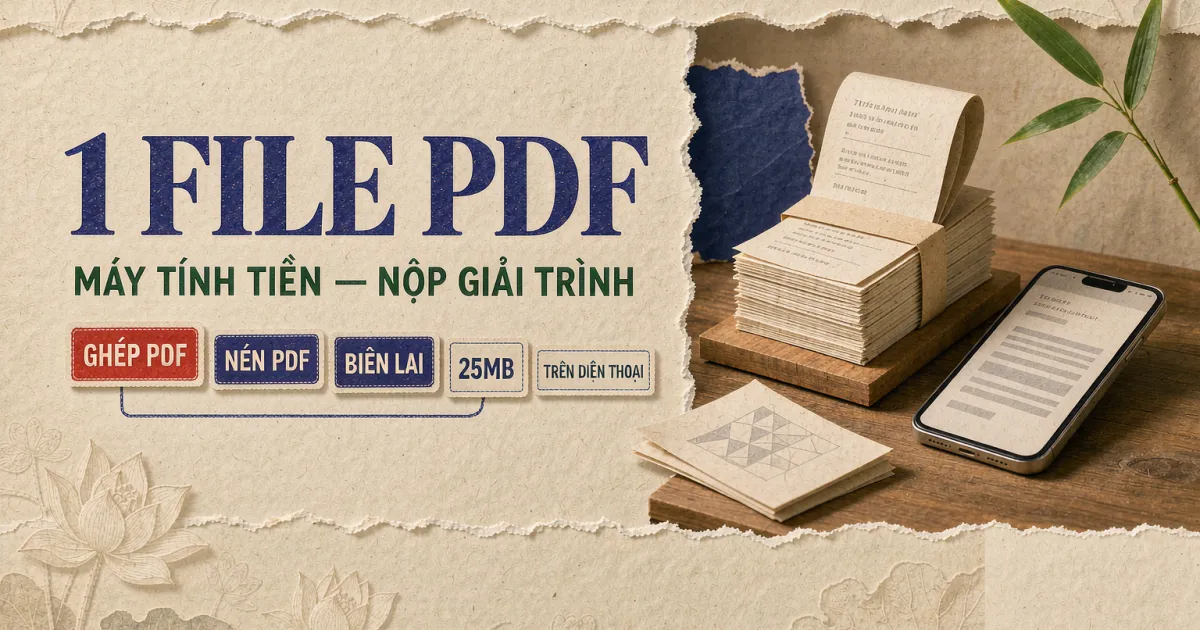Cách gom hồ sơ hóa đơn máy tính tiền lập sai thành 1 file PDF — đúng thứ tự, gửi giải trình không bị trả lại