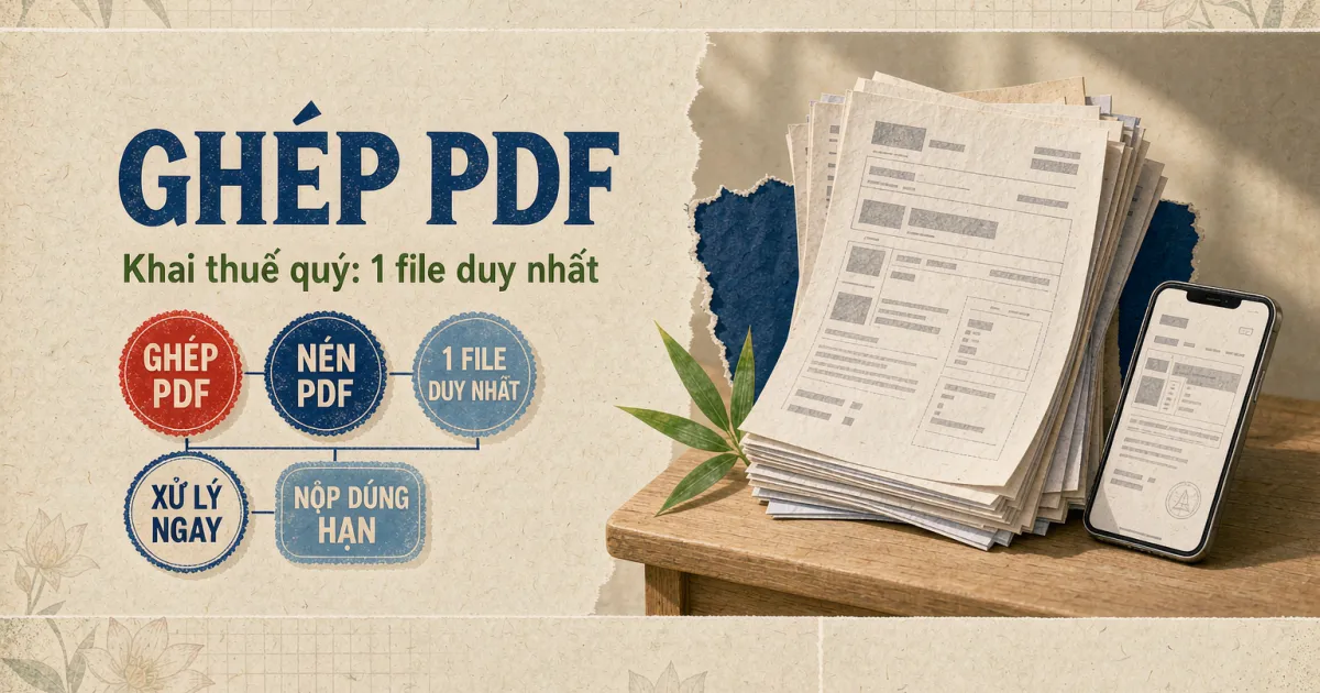 Cách ghép PDF hồ sơ khai thuế hộ kinh doanh theo quý — 1 file duy nhất, không vượt 25MB