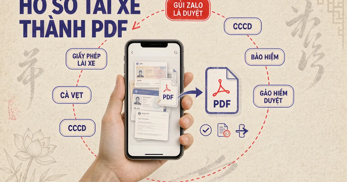 Cách ghép PDF hồ sơ tài xế công nghệ, shipper — gửi một lần là duyệt