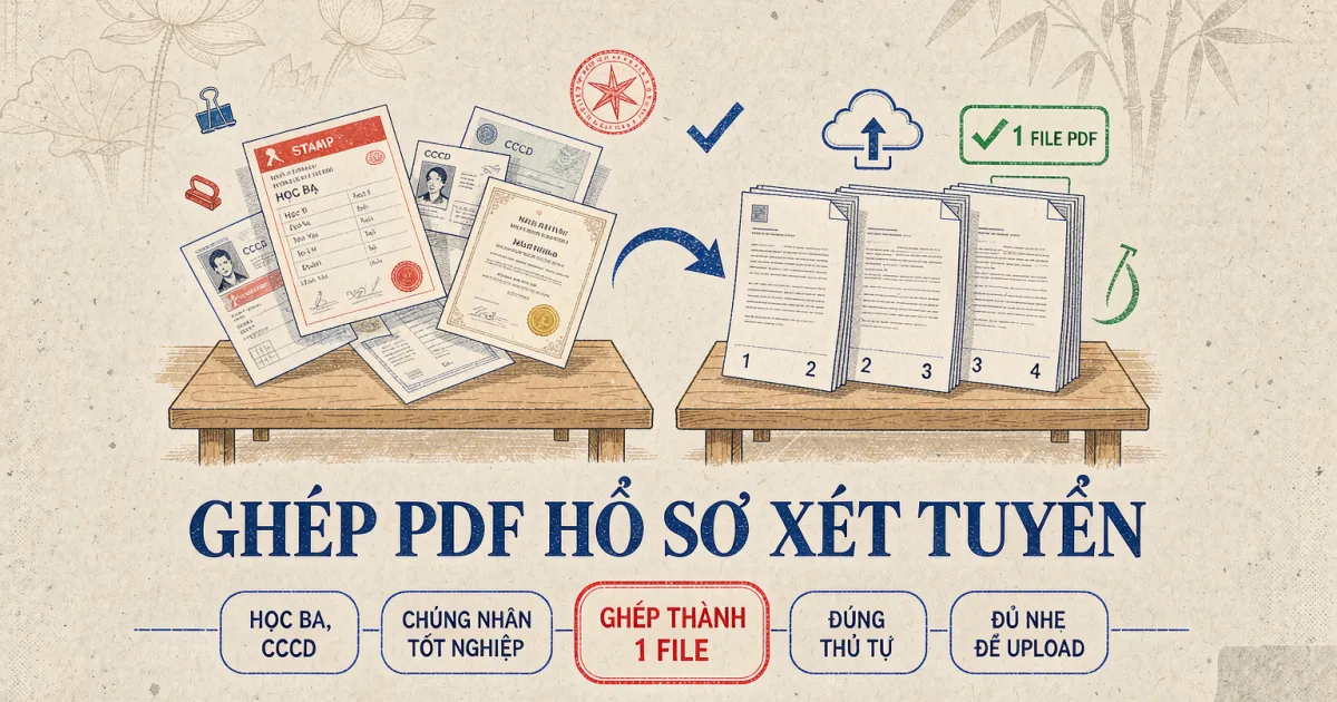 Cách ghép PDF hồ sơ xét tuyển đại học online thành 1 file chuẩn chỉnh