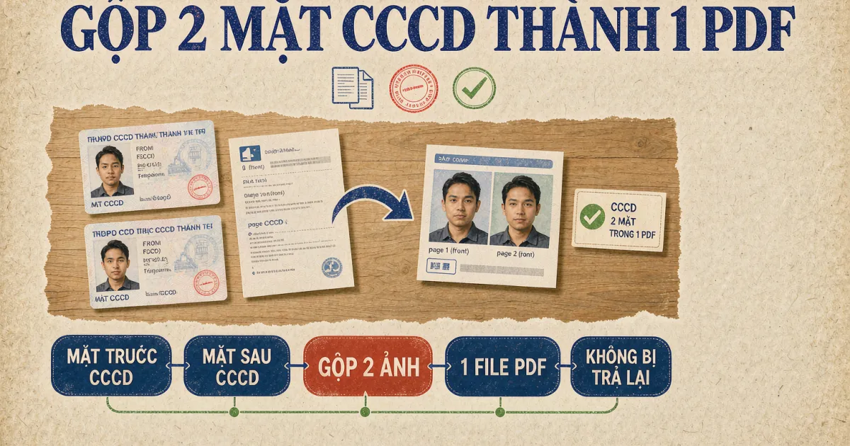 Cách gộp 2 mặt CCCD thành 1 file PDF — nộp hồ sơ online không bị trả lại