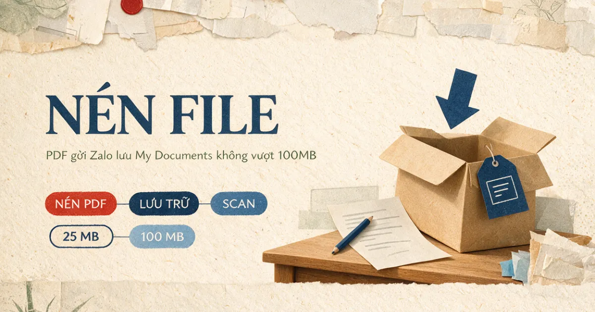 Cách nén file PDF gửi Zalo, lưu My Documents không vượt 100MB