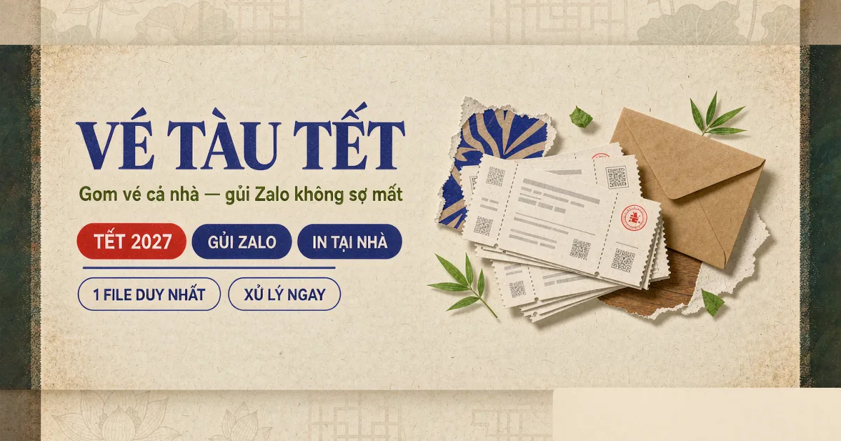 Vé tàu Tết Đinh Mùi 2027: gom vé cả nhà thành 1 file PDF, gửi Zalo không sợ mất