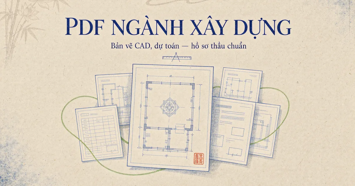 PDF ngành xây dựng: chuyển bản vẽ CAD, dự toán và hồ sơ thầu