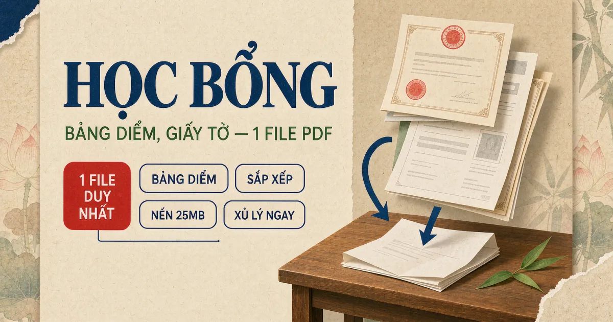 Cách scan hồ sơ học bổng thành 1 file PDF đúng thứ tự — đặt tên theo họ tên, gửi email không bị trả lại