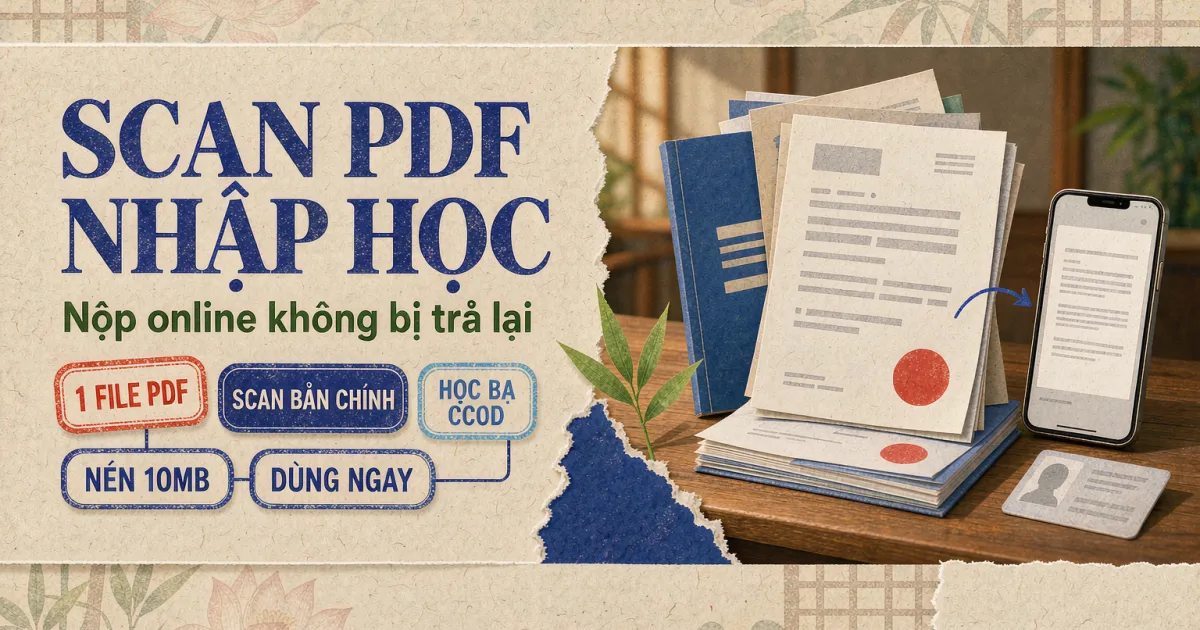 Cách scan hồ sơ nhập học đại học thành 1 file PDF dưới 10MB — đúng thứ tự, nộp một lần