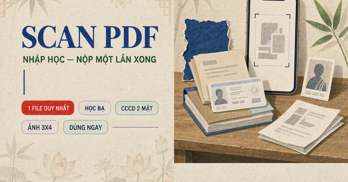 Cách scan hồ sơ nhập học đại học thành 1 file PDF dưới 10MB — nộp cổng trường không bị trả lại