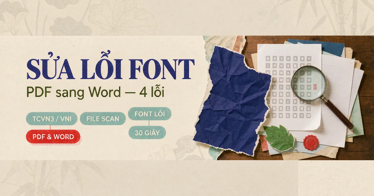 Sửa lỗi font khi chuyển từ PDF sang Word — chẩn đoán 4 loại lỗi trong 30 giây