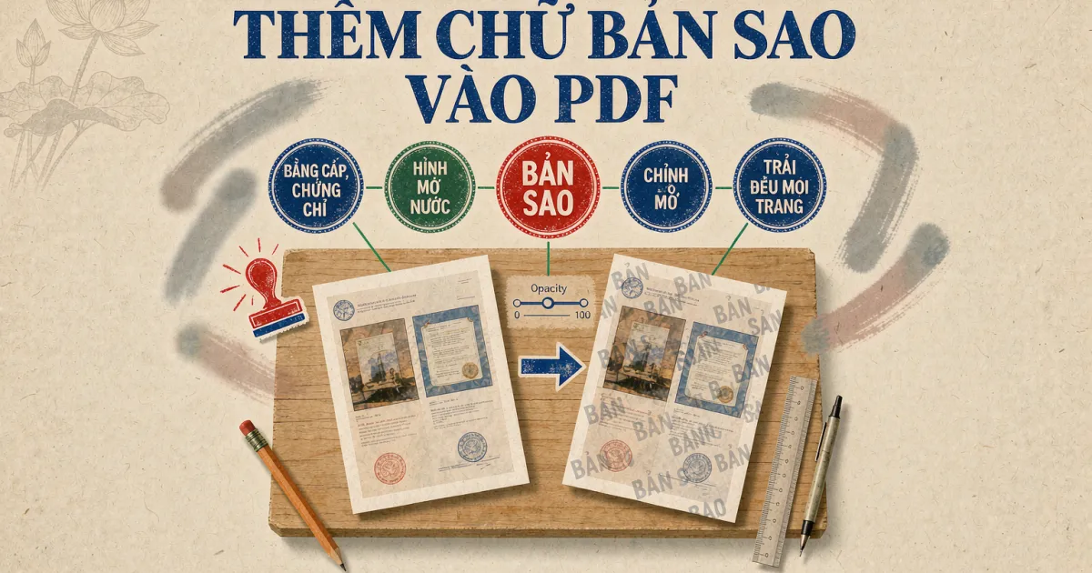 Cách thêm chữ BẢN SAO vào file PDF — đánh dấu bản photo khi nộp hồ sơ
